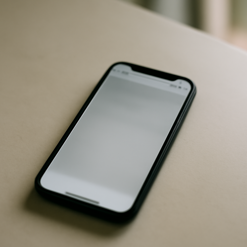 Smartphone screen on a desk shows a blurred webpage, hinting at data vulnerability.