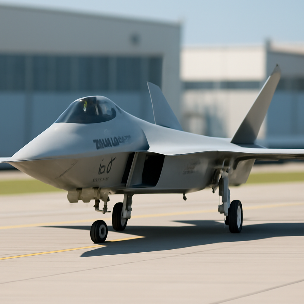 KAAN P1 prototype fighter jet on a tarmac, angled to suggest movement.