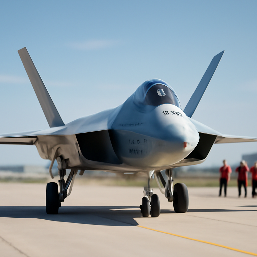 TF Kaan P1 prototype fighter jet conducting powered taxi test on runway.