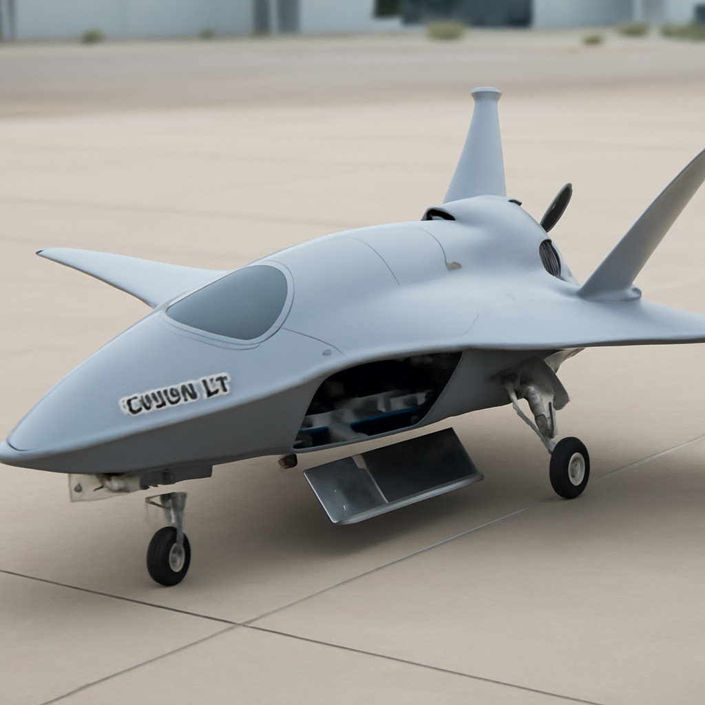 Bayraktar Kızılelma drone with open internal bay doors revealing munitions.