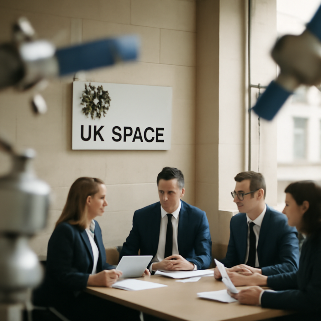British government building with large window, hinting at space exploration.