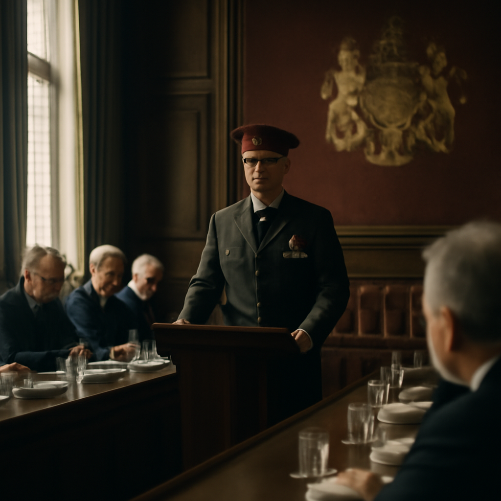 British military officer addresses lawmakers in House of Lords committee room.