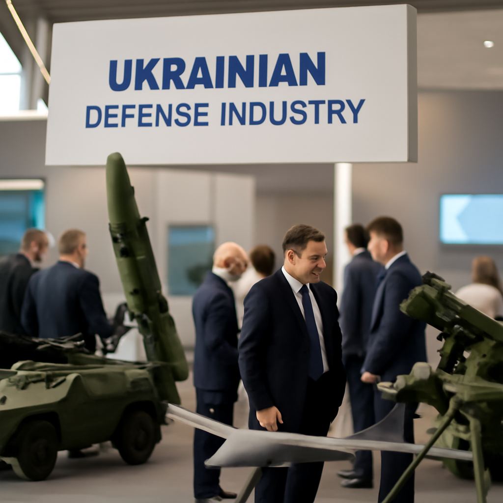 Ukrainian defense executives showcase military technology to potential buyers.