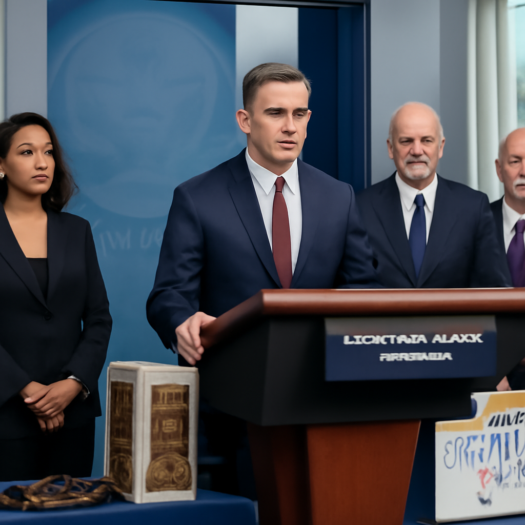 National Cyber Director Sean Cairncross speaks at a White House briefing with officials and quantum computing equipment.