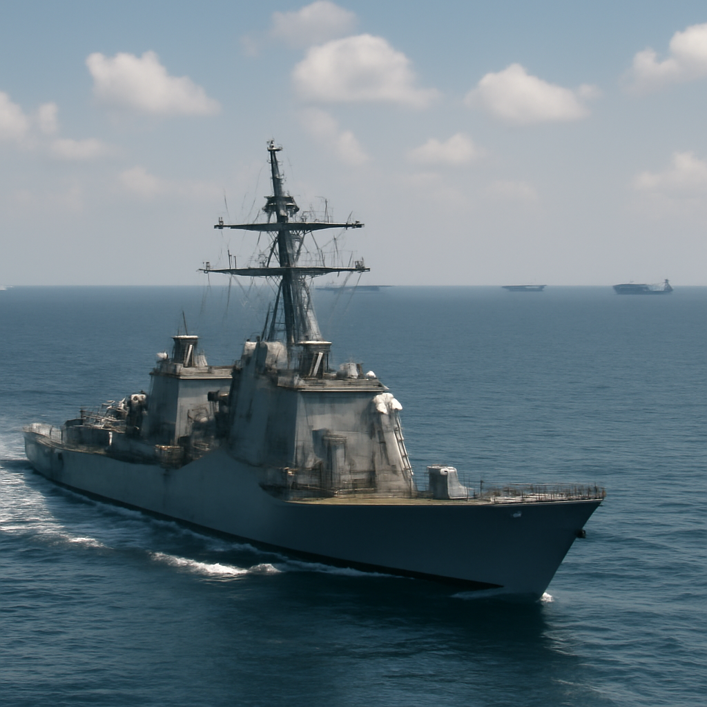 US Navy ship in Strait of Hormuz clears path for commercial vessels.
