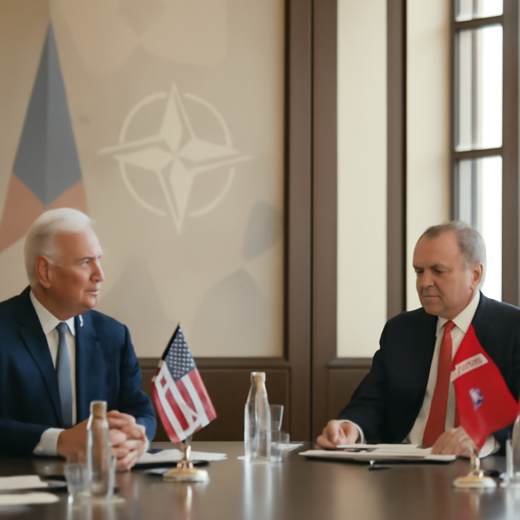 US President and Turkish President Recep Tayyip Erdoğan seated at a formal meeting table in a well-lit room.