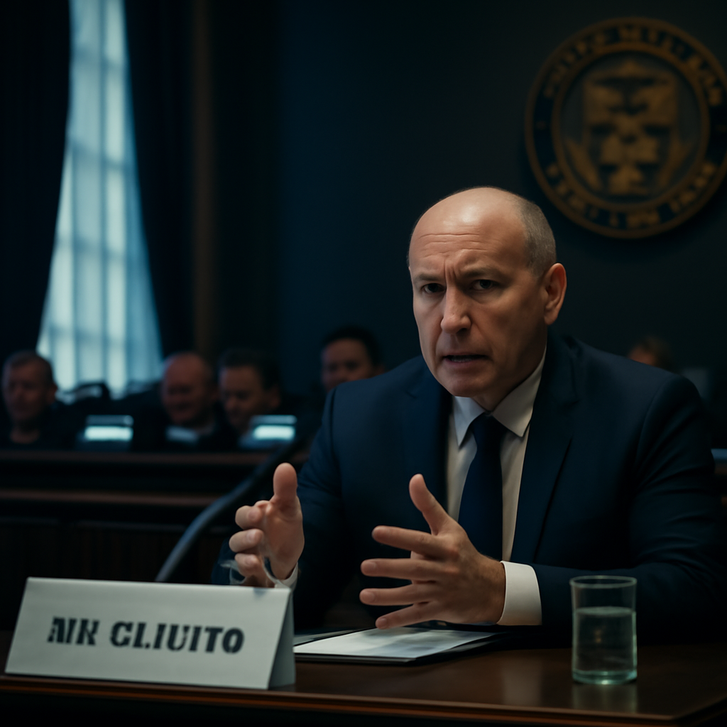 Witness testifies before House Intelligence Committee in dimly lit hearing room.