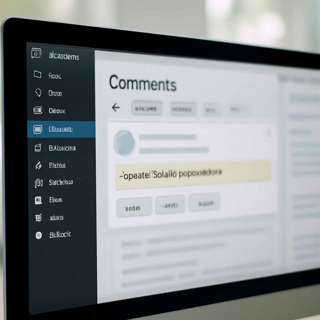 WordPress dashboard comment section with HTML tag on a bright desktop screen.