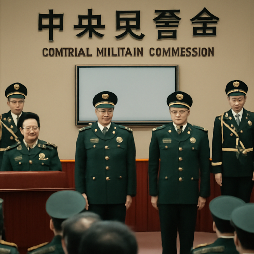 Newly appointed Chinese generals gather at a promotion ceremony at the Central Military Commission headquarters.